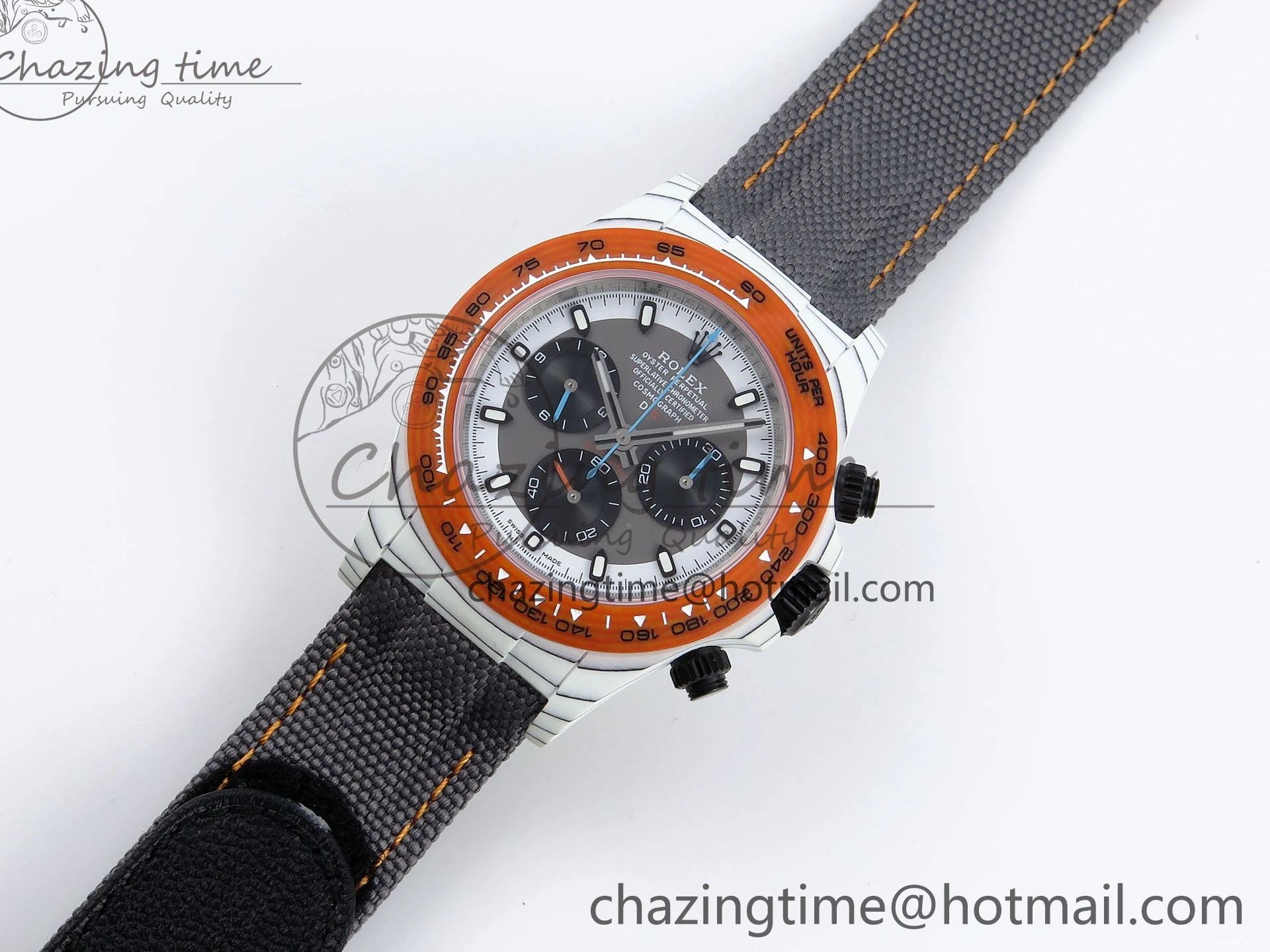 0516 Daytona DIW White Carbon Case DIWF Edition Gray White Dial Orange Bezel on Gray Nylon Strap A HighQuality 1844
